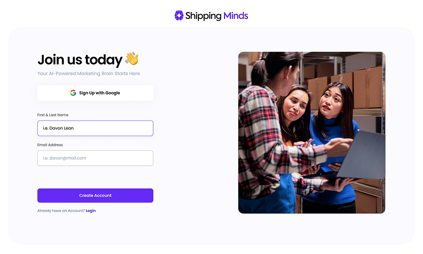 Shipping Minds Web App Screenshot 1